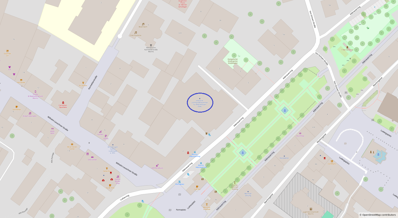 Anfahrtsplan IHK Dienstleistungszentrum Worms