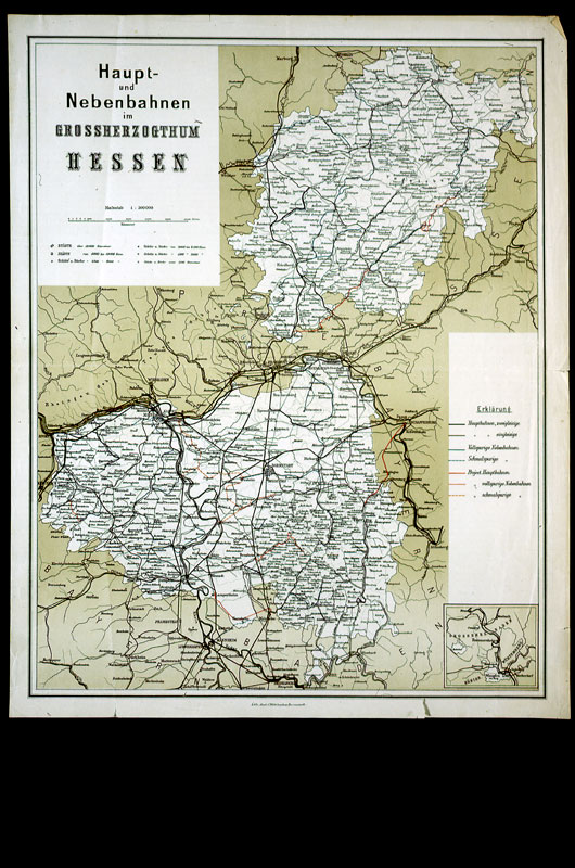 Eisenbahnkarte des Großherzogtums Hessen, 1910