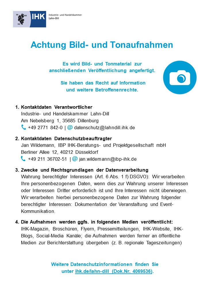 Datenschutzhinweis zu Bild- und Tonaufnahmen