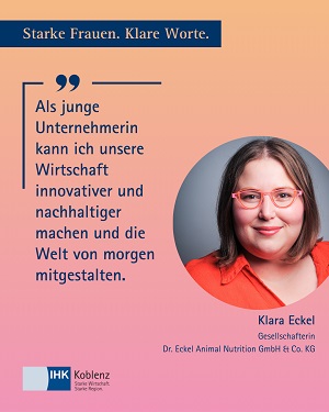 Foto von Klara Eckel mit Überschrift Starke Frauen. Klare Worte.