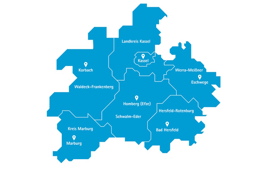 Landkarte des Bezirks der IHK Kassel-Marburg