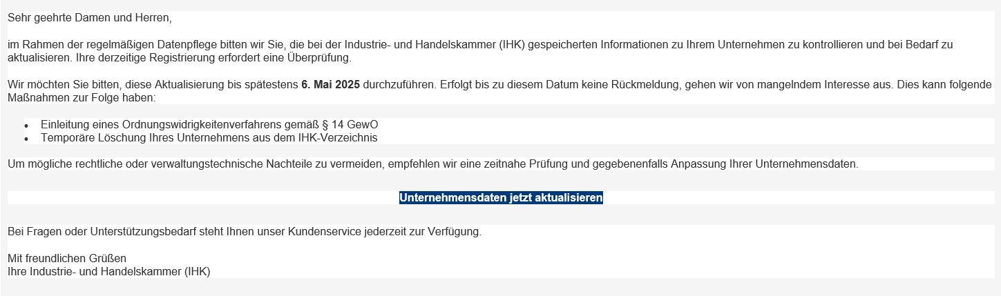 Screenshot der Phishing-Mail