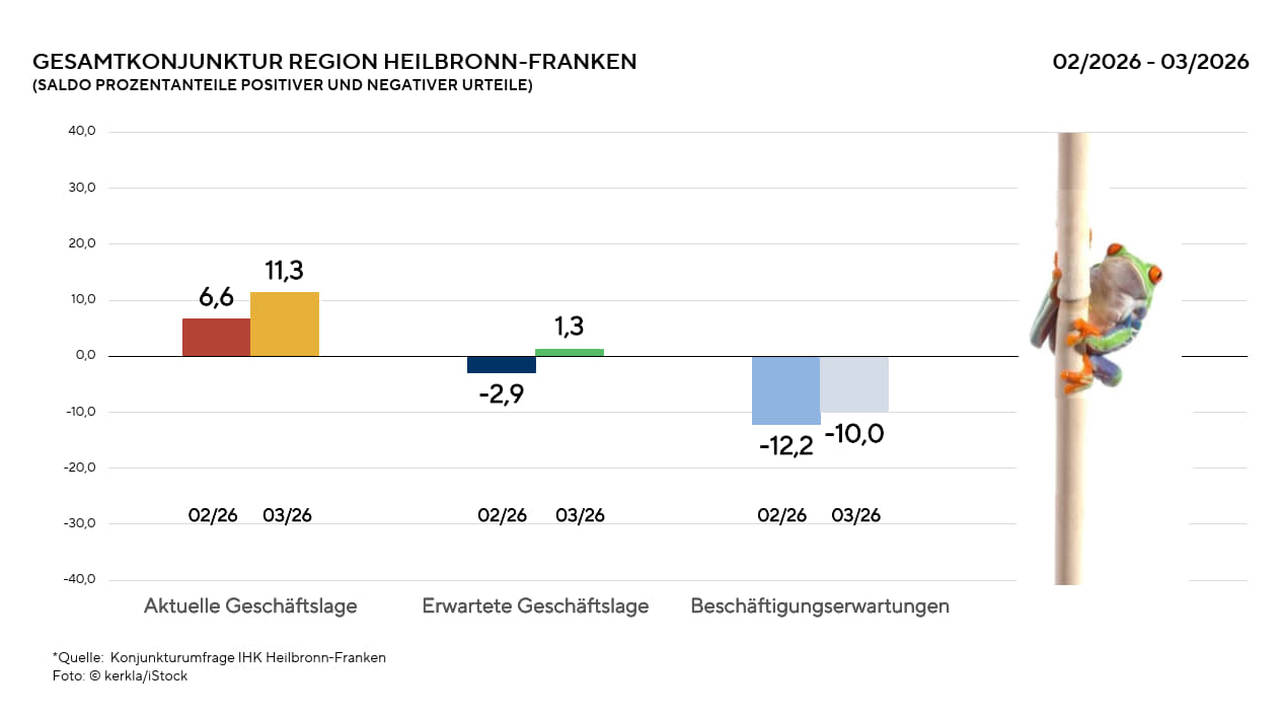 Diagramm zur Darstellung der aktuellen Geschäftslage, der erwarteten Geschäftslage und der Beschäftigungserwartung