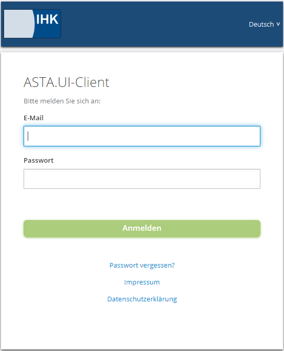 Screenshot Anwendung ASTA-Infocenter