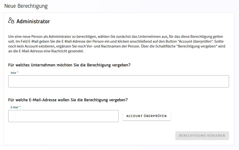 Übersicht zu Berechtigungen / Administrator