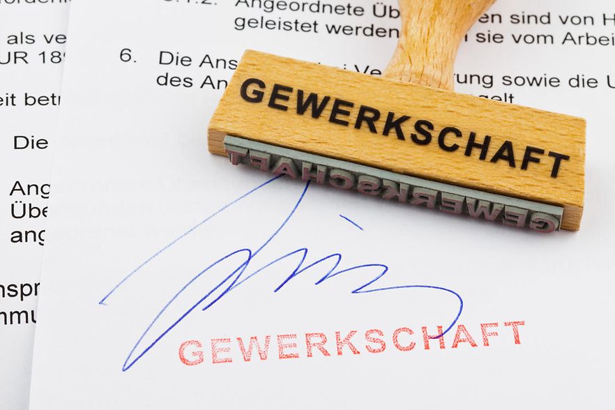 Stempel mit Aufschrift Gewerkschaft