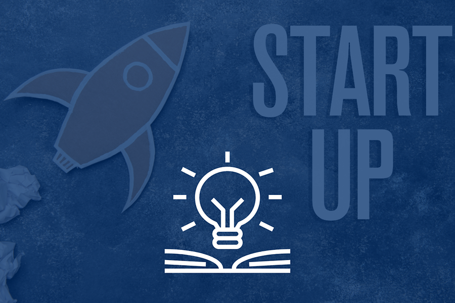 start up rakete und glühbirne