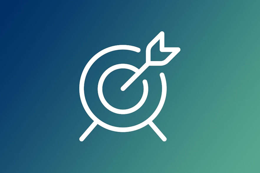 Ein wei&szlig;es Icon zeigt eine Zielscheibe mit einem Pfeil.