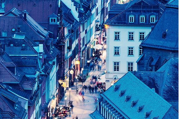 Luftaufnahme Heidelberger Altstadt bei Nacht