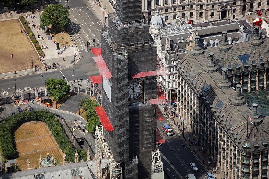 Das &bdquo;AllroundGer&uuml;st&ldquo; von Layher in London bei der Sanierung des "Big Ben".