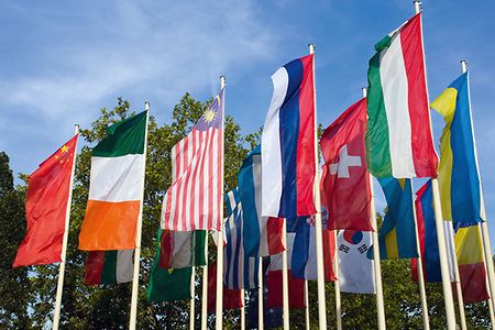 Different flags of various countries