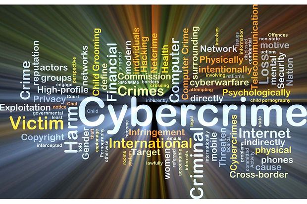 Background,Concept,Wordcloud,Illustration,Of,Cybercrime,Glowing,Light