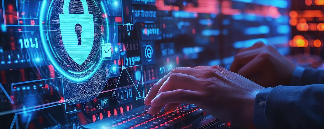 Illustration die den Datenklau oder einen Hacker/Cyber-Angriff darstellt