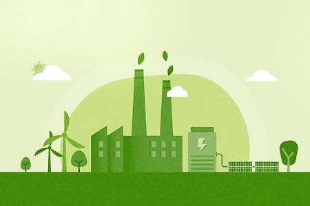 Green,Industry,And,Alternative,Renewable,Energy.green,Eco,Friendly,Cityscape,Background.ecology
