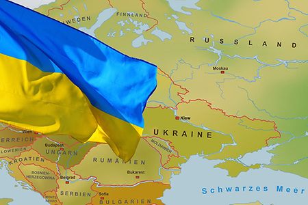 Karte Ukraine mit Flagge