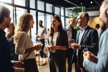 Personen tauschen sich in der Gruppe auf einem Business Event aus