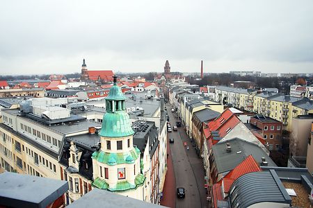 Luftaufnahme der Innenstadt von Cottbus