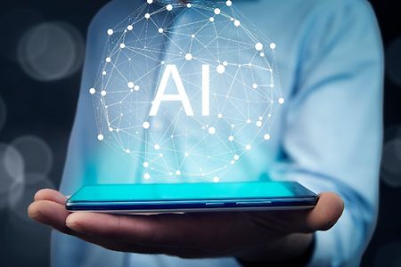 Handtelefon mit AI-Text