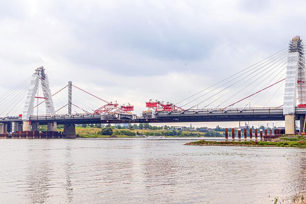 Baustelle der Autobahnbr&uuml;cke Leverkusen