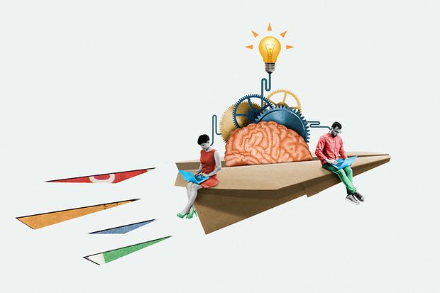  The concept of research and teamwork. Art collage.