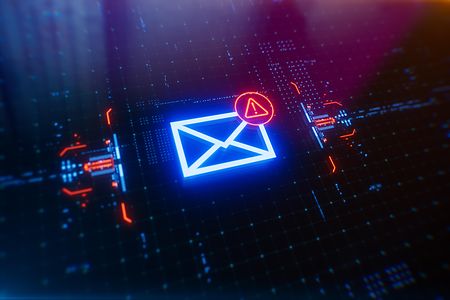 Rotes Warnsymbol vor E-Mail.