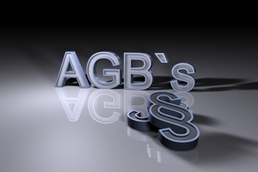 Das Wort AGBs und das Paragraphenzeichen in 3D