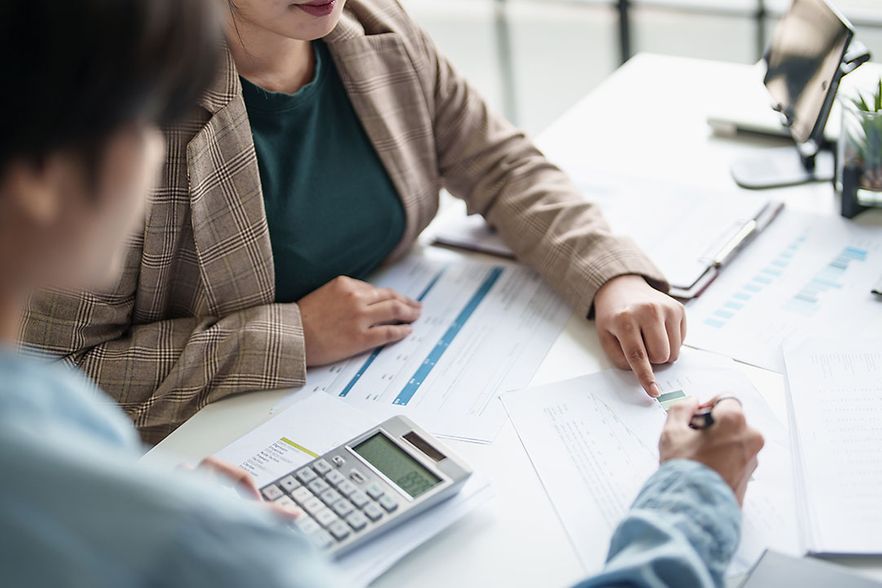 business man Auditor or internal revenue service staff checking annual financial statements company Audit &Acirc;&nbsp;Accounting tax.