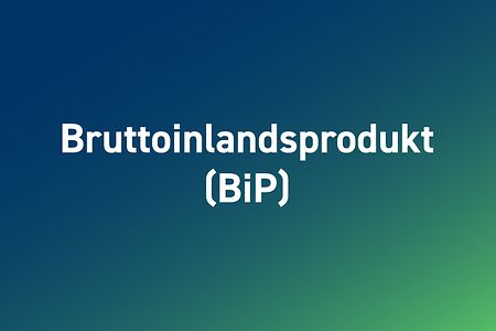 Blau gr&uuml;nes Hintergrundbild, darauf der Text Bruttoinlandsprodukt (BiP).