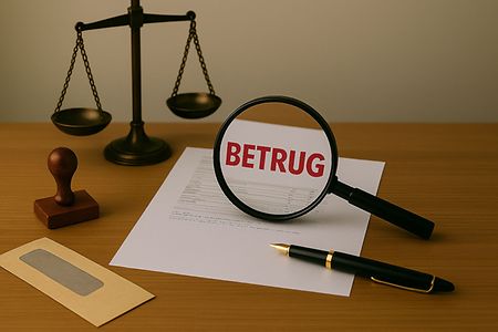 Symbolisches Foto f&uuml;r Betrug mit Utensilien auf einem Schreibtisch