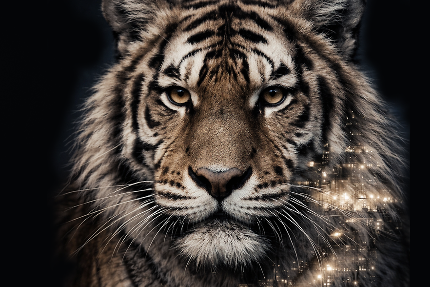 Ein Tigerkopf als Symbol