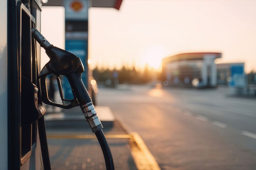 Tankpistole an einer einsamen Tankstelle