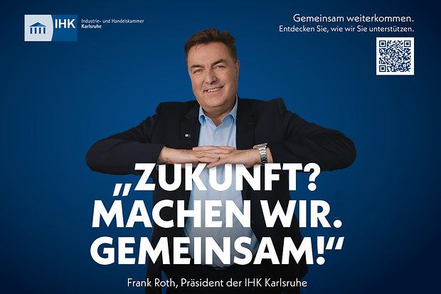 IHK-Pr&auml;sident Frank Roth pr&auml;sentiert sein Motto: "Zukunft? Machen Wir. Gemeinsam!"