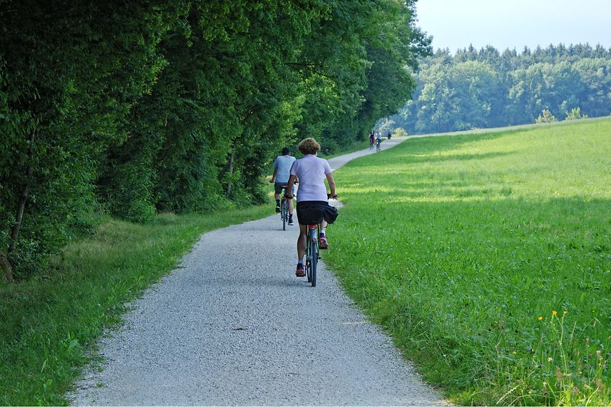 Radfahrer auf Feldweg