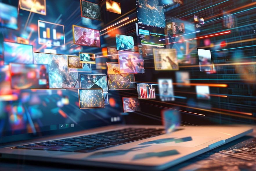 Laptop streaming internet content from multiple sources