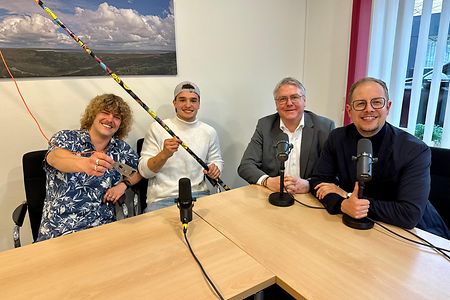 Gruppenfoto von Anton Rossmann, Finn Pohlschmidt, Michael Lohmann und Thore Ziebell