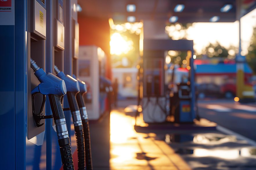 Tankstelle mit Zapfs&auml;ulen