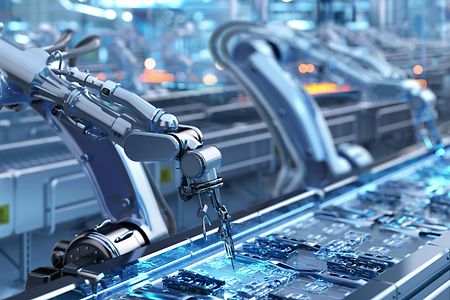 Assembly line, advanced automation, precision engineering, innovative manufacturing line.
